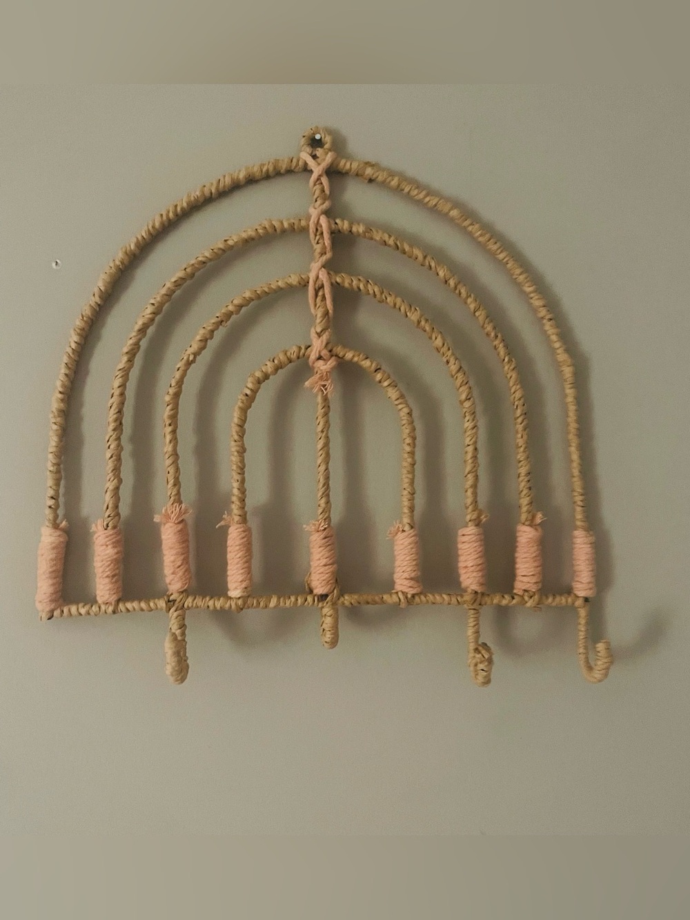 Handcrafted Rope Wall Hanging in Natural and Pink